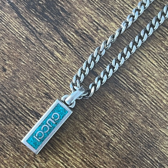 Like new Gucci Enamel pendant and sterling silver chain. Adjustable length. - Picture 1 of 5